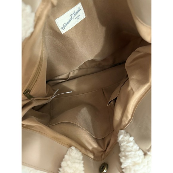 Sherpa quilted faux shearling tote bag cream beige teddy cute coquette cozy - Picture 8 of 10